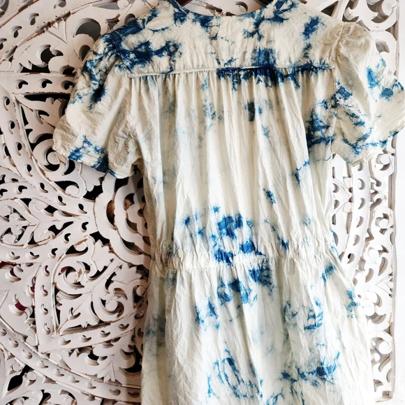 CHRISTY DAWN TIE-DYE  BLUE/WHITE PRINT MIDI PULL-ON DESIGN SZ SMALL - Picture 12 of 16
